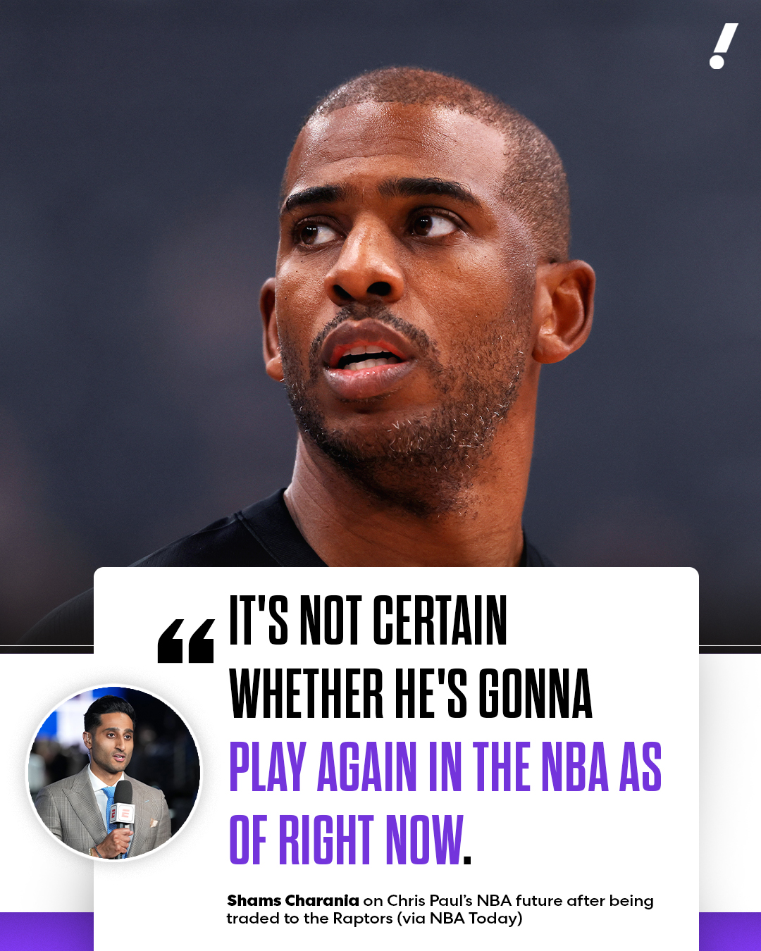 B体育-还能再见吗？Shams：目前尚不确定保罗是否还会在NBA继续征战